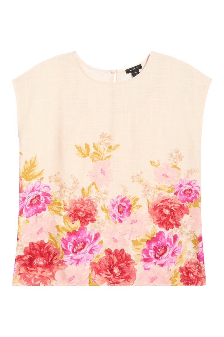 Floral Print Top, Alternate, color, BUTTERCREAM