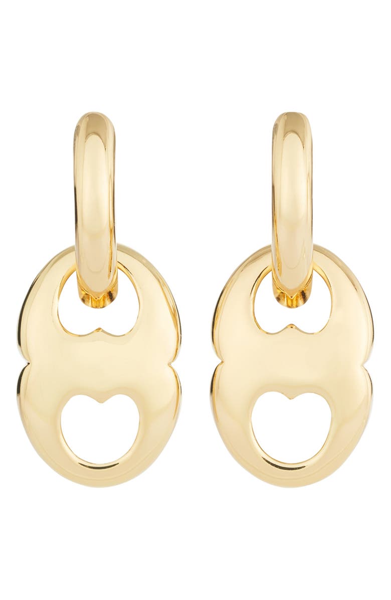 Tory Burch Small Gemini Link Hoop Earrings, Main, color, 
