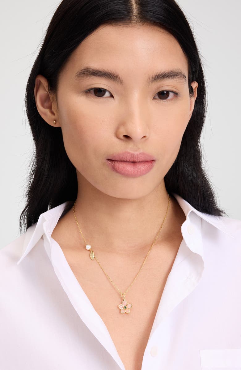 Kate Spade New York pastel petal pendant necklace, Alternate, color, 