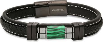Black Agate or Lapis Lazuli Leather Bracelet