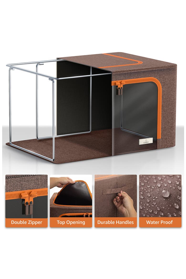 4-Pack Foldable Storage Boxes, Alternate, color, BROWN