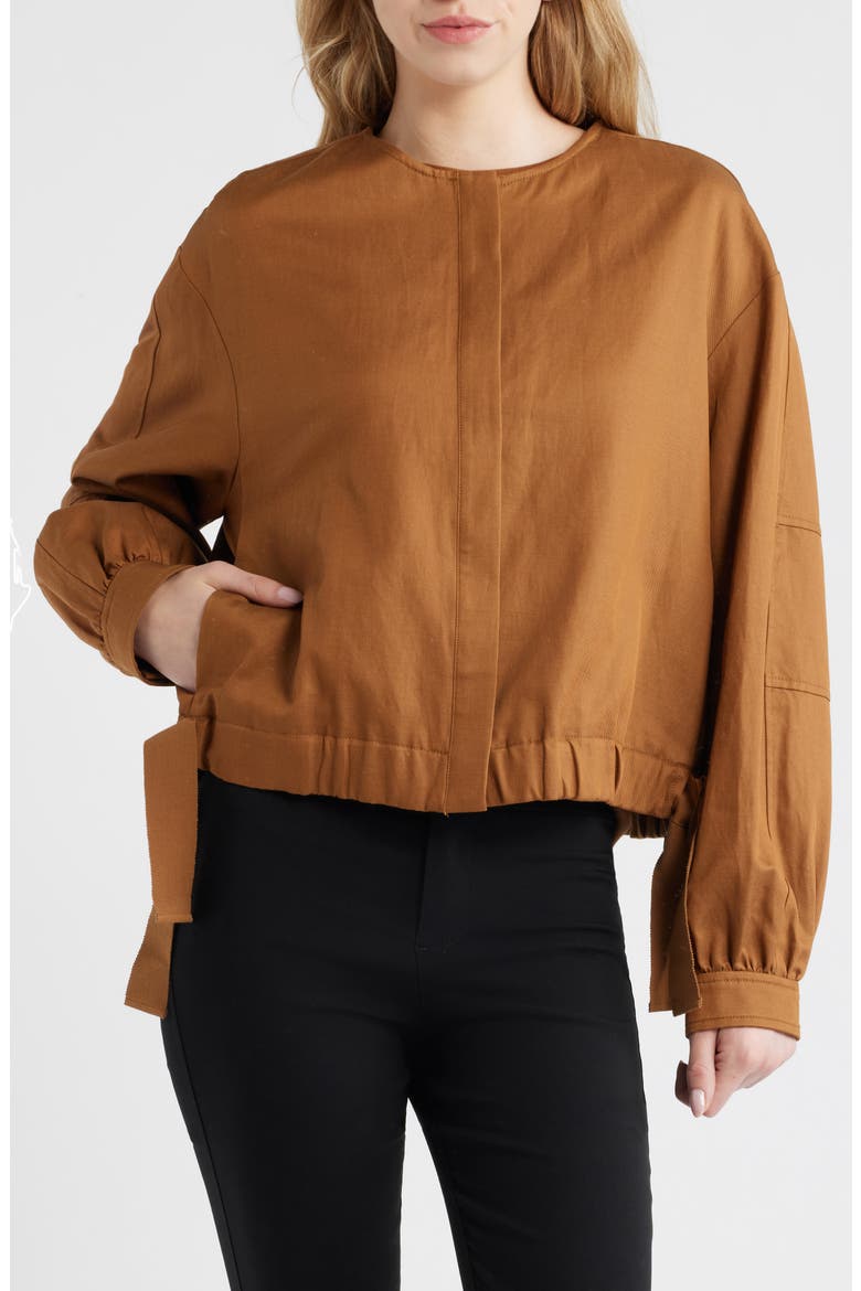 Mojito Tie Hem Jacket, Alternate, color, BROWN