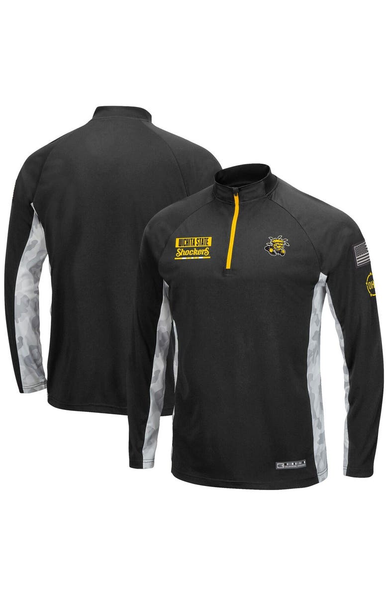 COLOSSEUM Men's Colosseum Black Wichita State Shockers Operation Hat Trick Military Appreciation Snow Cruise Raglan Quarter-Zip Top, Alternate, color,