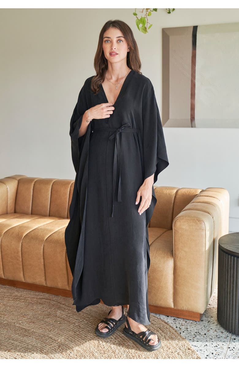 ocean+main Belted Caftan, Alternate, color, Black
