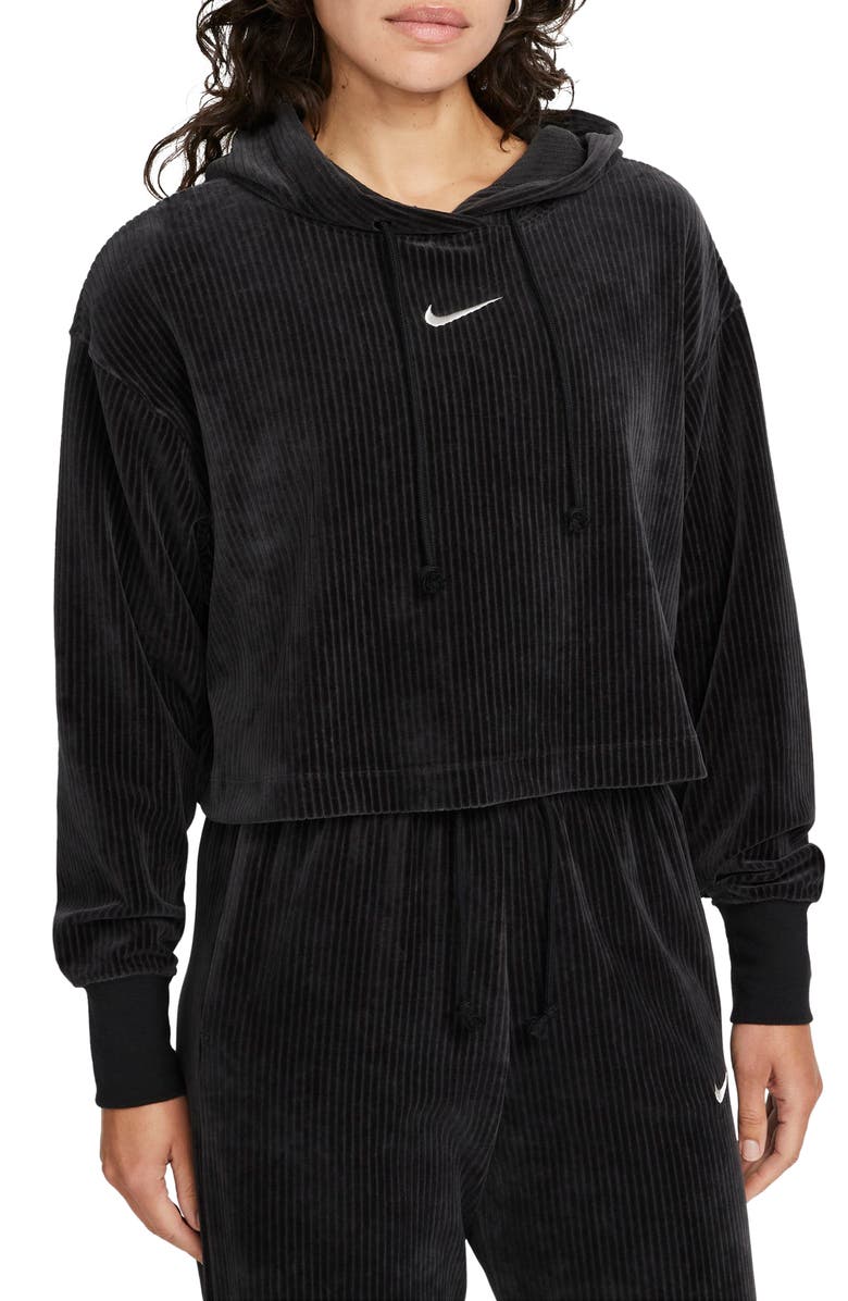 Nike Rib Velour Crop Hoodie, Main, color,