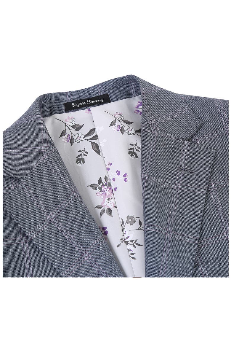 Plaid Trim Fit Wool Blend Two-Piece Suit, Alternate, color, GRAY