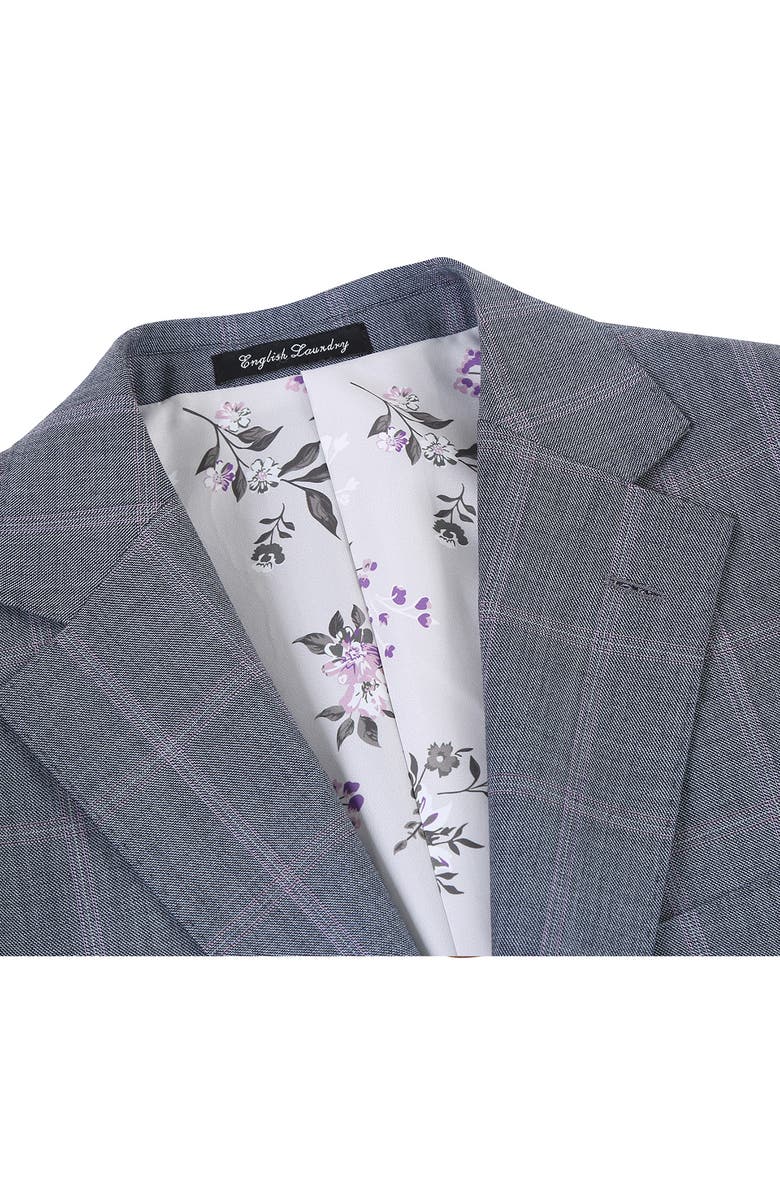 English Laundry Plaid Trim Fit Wool Blend Two-Piece Suit, Alternate, color, Gray
