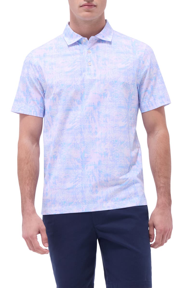 Bugatchi Victor OoohCotton<sup>®</sup> Leaf Print Polo, Main, color, Pink