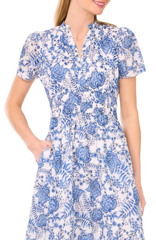 Cece Floral Cotton Maxi Dress In Blue