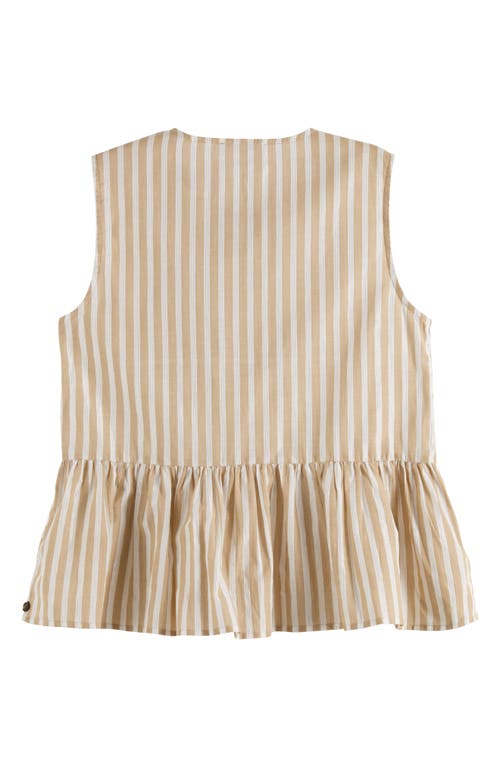 Scotch & Soda Bow Details Sleeveless Top In Desert Sand Stripe With Lurex
