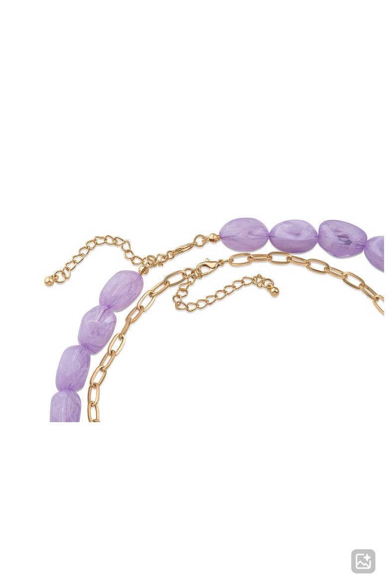 Set of 2 Paper Clip Chain & Faux Stone Necklaces (Nordstrom Exclusive), Alternate, color, LAVANDER/ GOLD