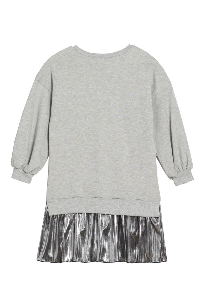 Metallic Sweatshirt Dress, Alternate, color, GREY