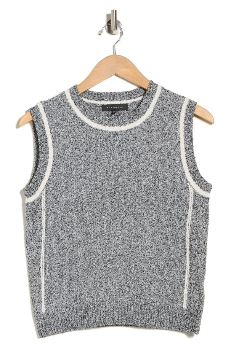 Tipped Sleeveless Sweater, Alternate, color, BLACK COMBO