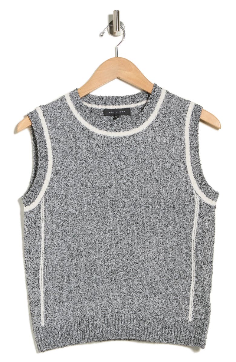 KAY UNGER SPORTSWEAR Tipped Sleeveless Sweater, Alternate, color, Black Combo