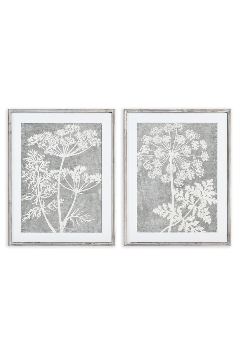 Blooming Queen Anne's Lace Prints, Set Of 2, Main, color, Gray