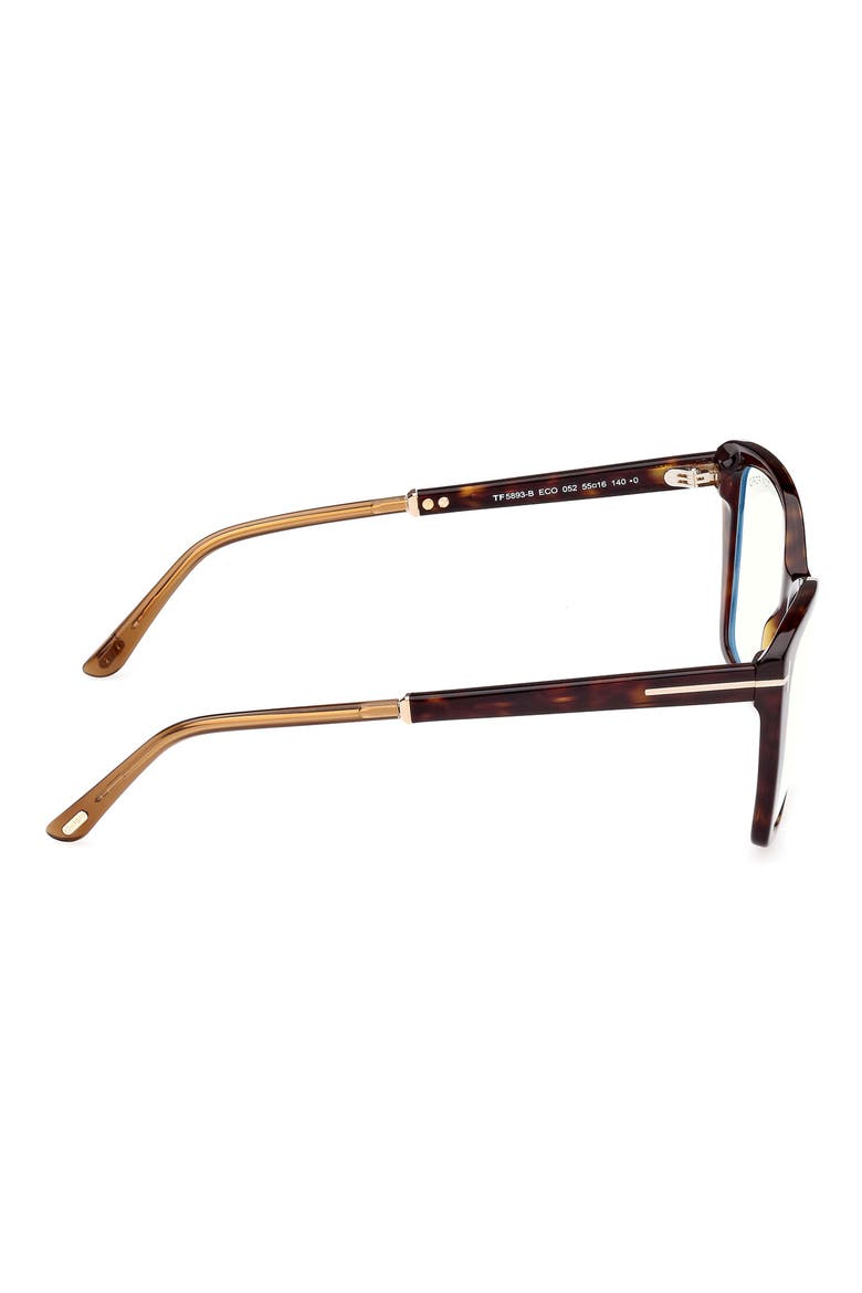 55mm Butterfly Blue Light Blocking Optical Glasses, Alternate, color, HAVANA ROSE GOLD / T LOGO