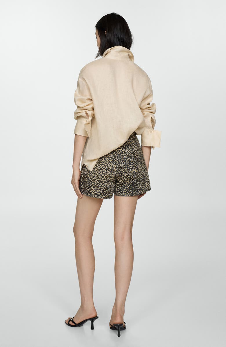 MANGO Leopard Print Denim Shorts, Alternate, color, 