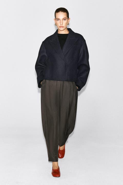 Oversized Cropped Boiled Wool-Blend Blazer
