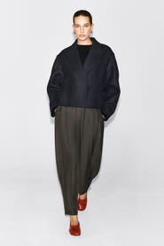 COS Oversized Cropped Boiled Wool-Blend Blazer