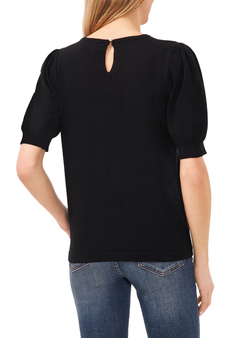 Puff Sleeve Sweater, Alternate, color, RICH BLACK