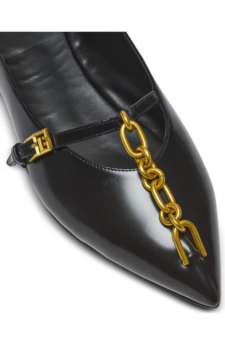 Balmain Shiny lambskin Sync ballet flats, Alternate, color, Black