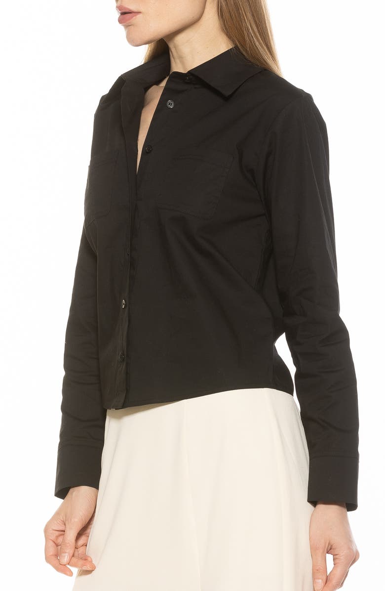 Alexia Admor Roxanne Cotton Button-Up Shirt, Alternate, color, Black
