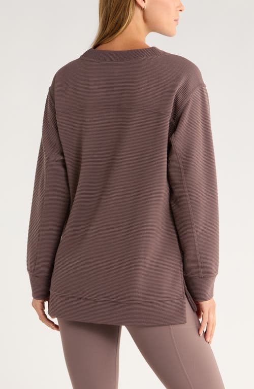 Zella Kick Back Ottoman Knit Sweatshirt In Brown