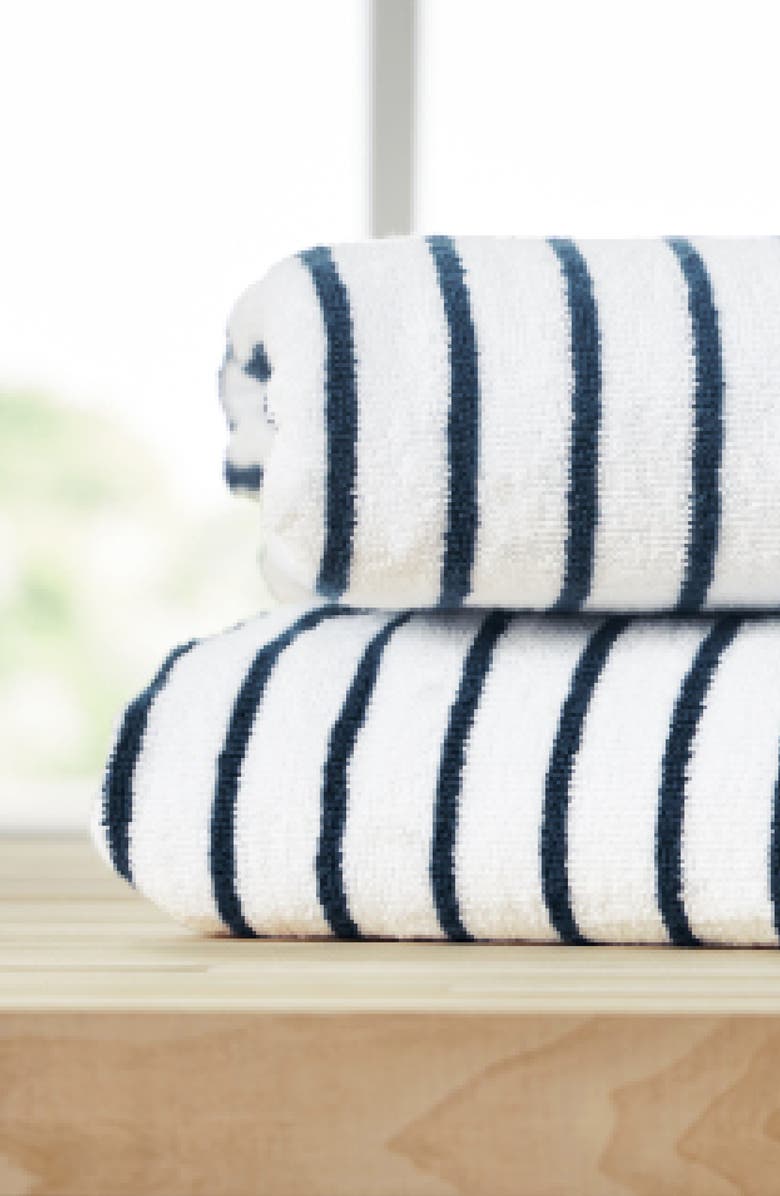 HOMESPUN 2-Pack Cabana Beach Towels, Alternate, color, Stripes Navy