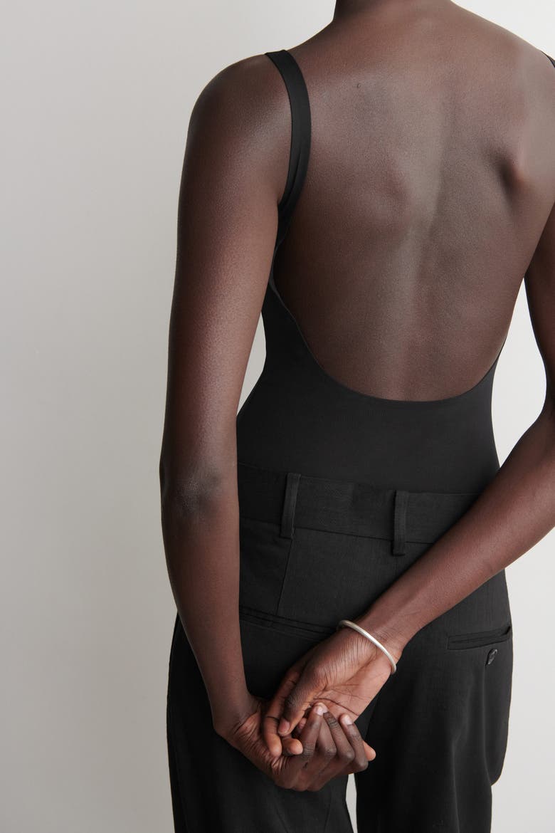 Technical Jersey Bodysuit, Alternate, color, BLACK