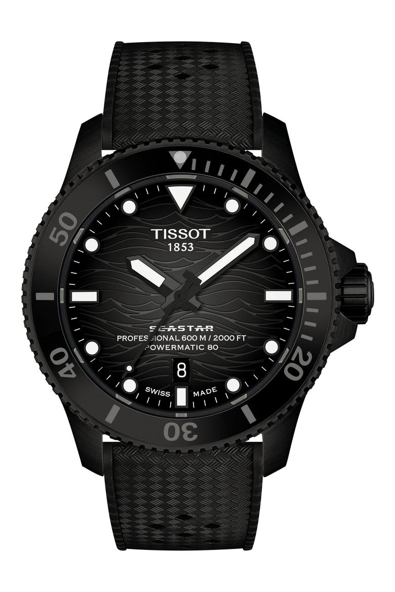 Seastar 2000 Professional Powermatic 80 Rubber Strap Watch, 46mm, Main, color, GREY GRADIENT