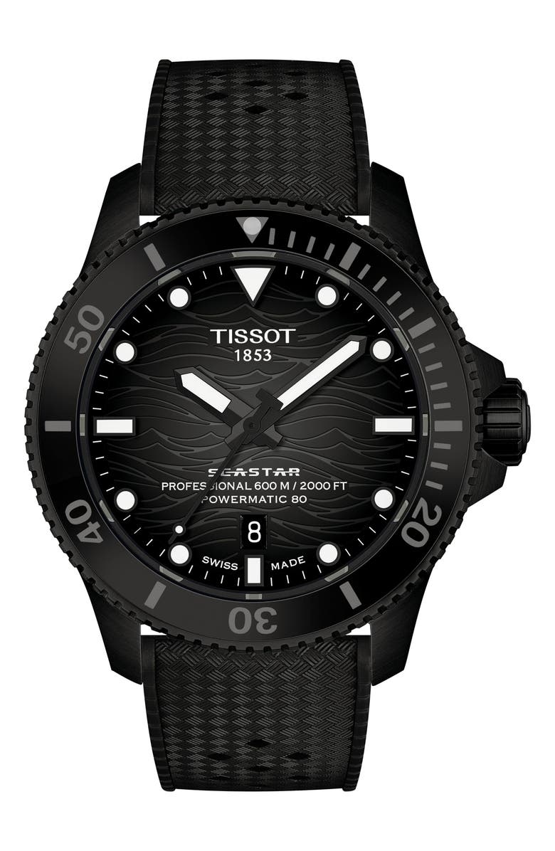 Tissot Seastar 2000 Professional Powermatic 80 Rubber Strap Watch, 46mm, Main, color, Grey Gradient