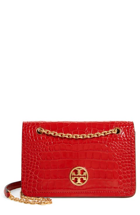 Carson Convertible Croc Embossed Leather Crossboby Bag