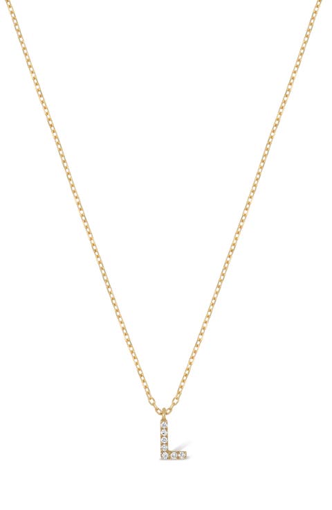 Icon Pavé Diamond Initial Pendant Necklace