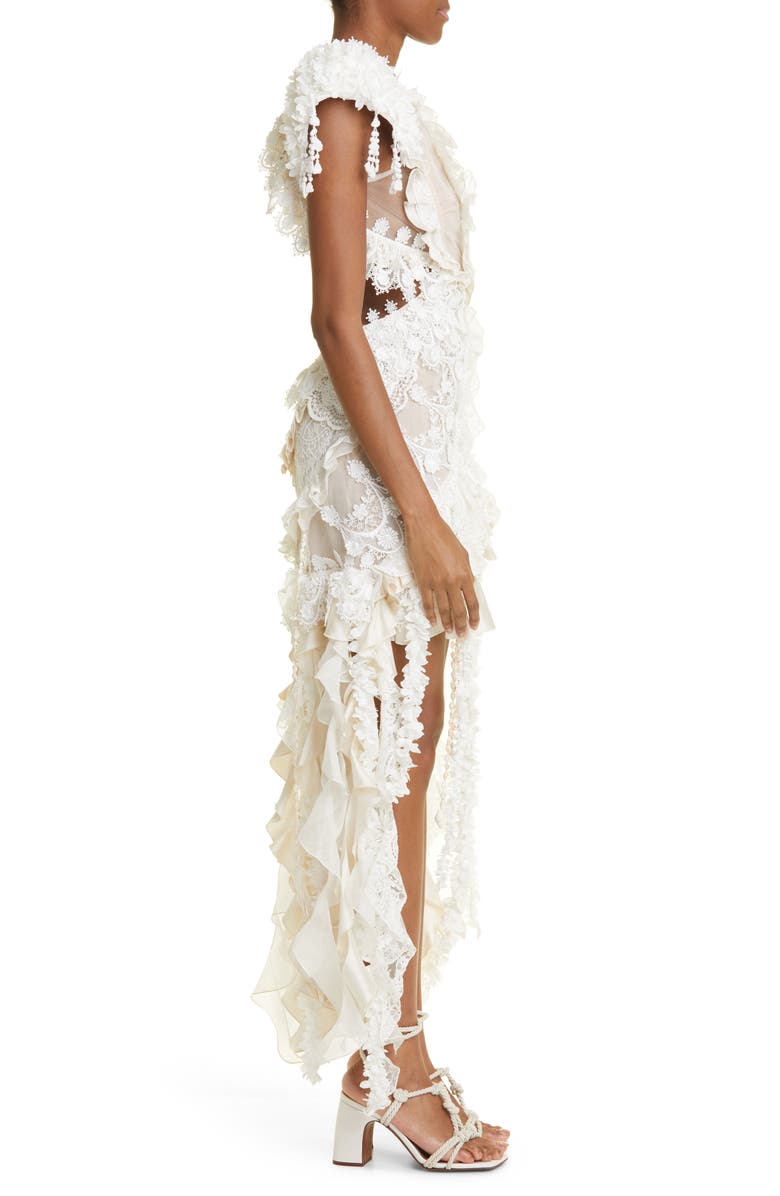 Zimmermann Wonderland Lace Frill Cutout Dress, Alternate, color,