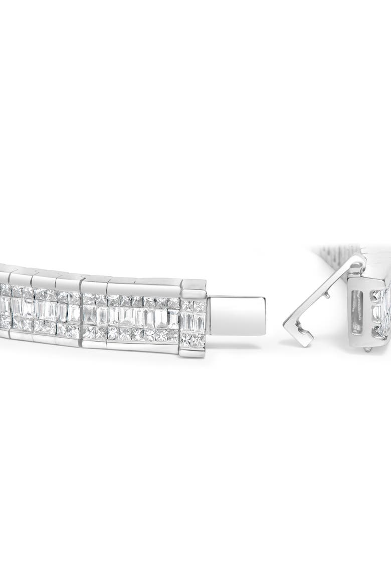 14K White Gold 7 7/8 Cttw Princess and Baguette Diamond Eternity Tennis Bracelet, Alternate, color, White