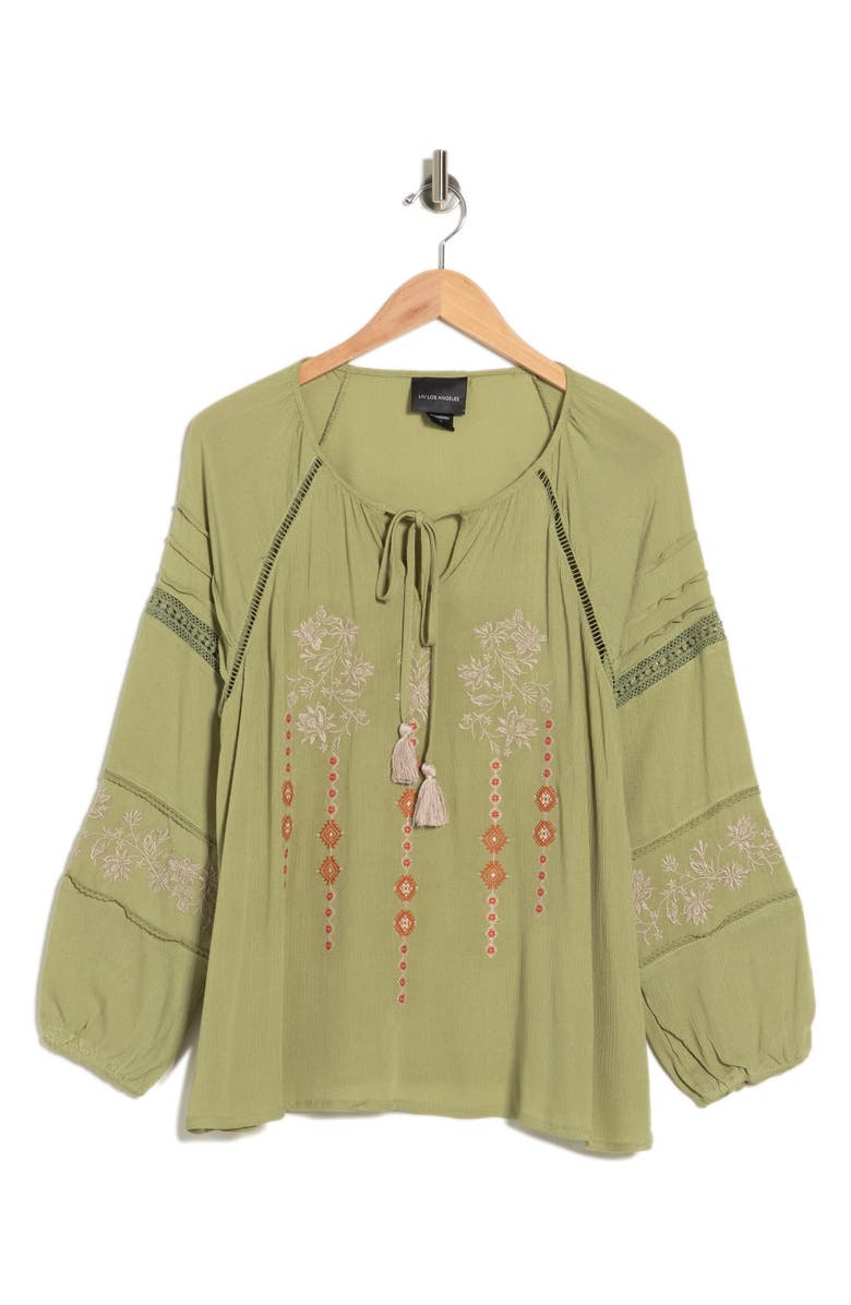 Forgotten Grace Embroidered Keyhole Long Sleeve Tunic Top, Alternate, color, 