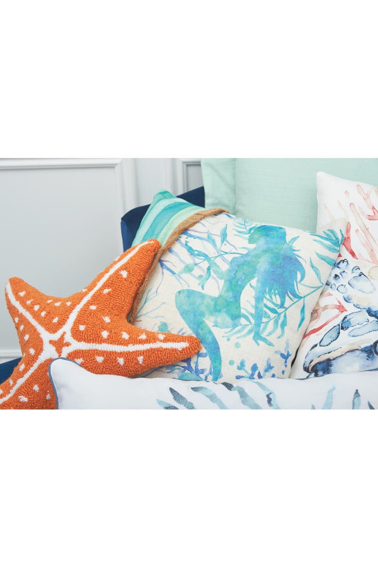 Mermaid 2 Embroidered Accent Throw Pillow, Alternate, color, Blue