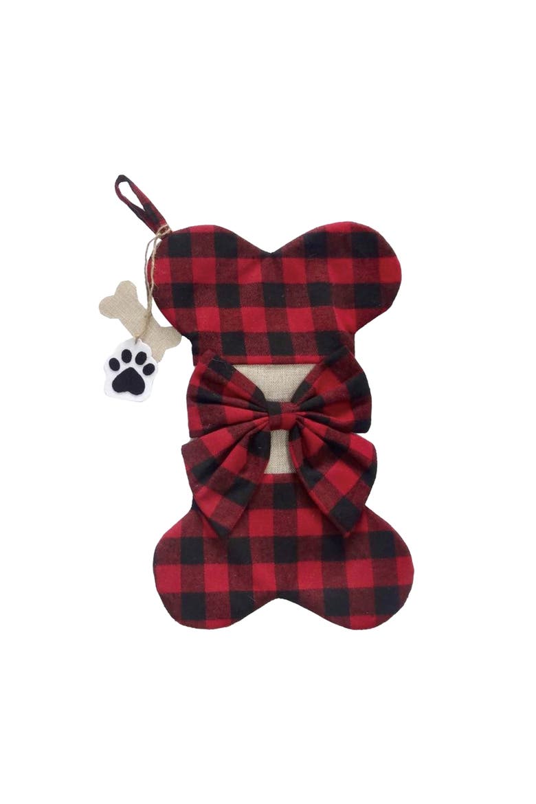 20In Pet Bone Stocking, Unlit, Red, Polyester, Christmas, Holiday Stockings, Mantel, Indoor, Home Decoration, Main, color, Red
