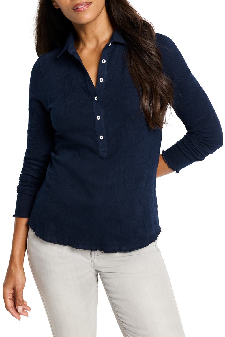 Lace Knit Henley Top, Main, color, DARK INDIGO