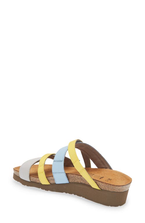 Naot Roxana Strappy Slip-on Sandal In Ice Gray/silver/yellow