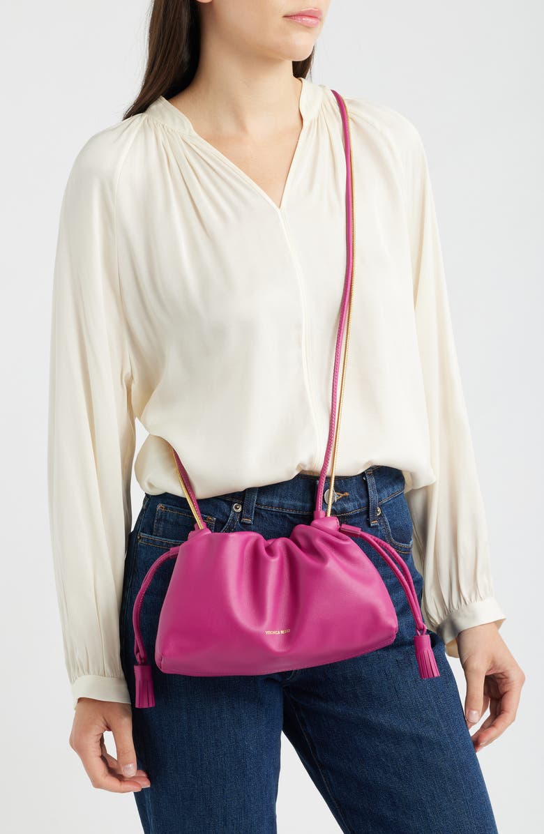 Veronica Beard Small Stash Leather Bag, Alternate, color, Berry