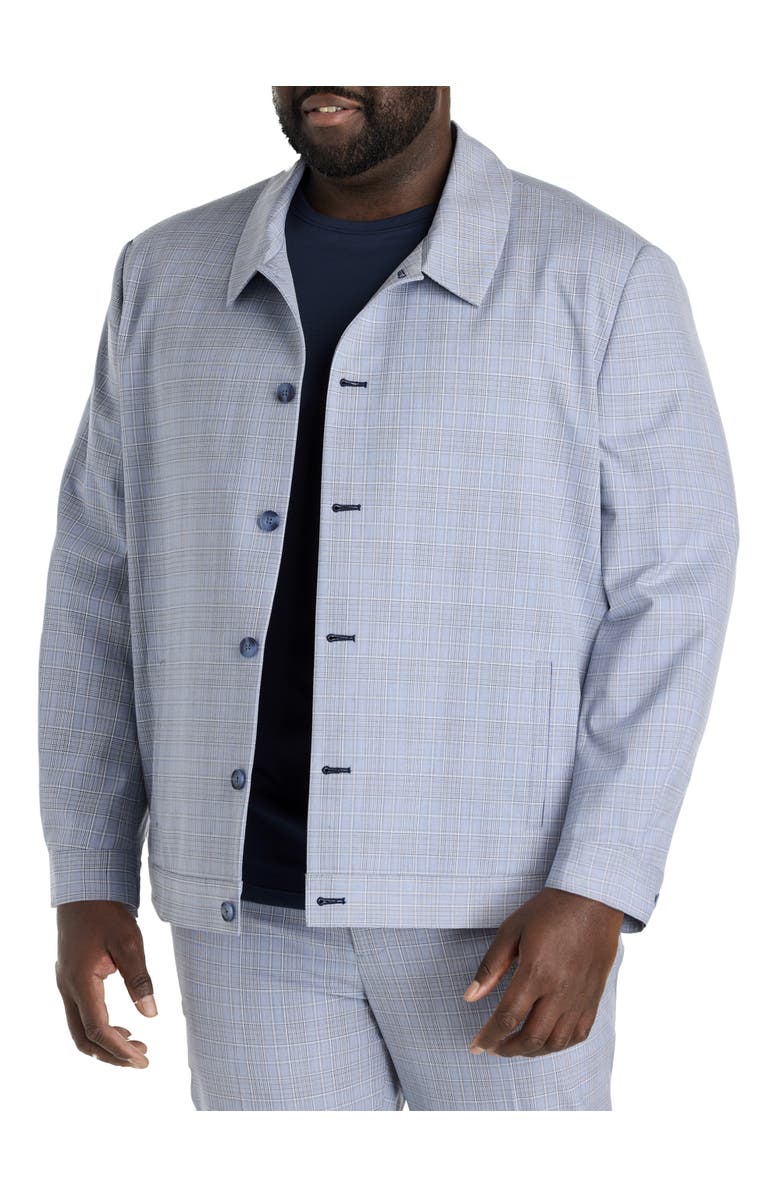Synrgy by DXL Big & Tall Machine Washable Plaid Shirt-Style Suit Jacket, Main, color, Blue