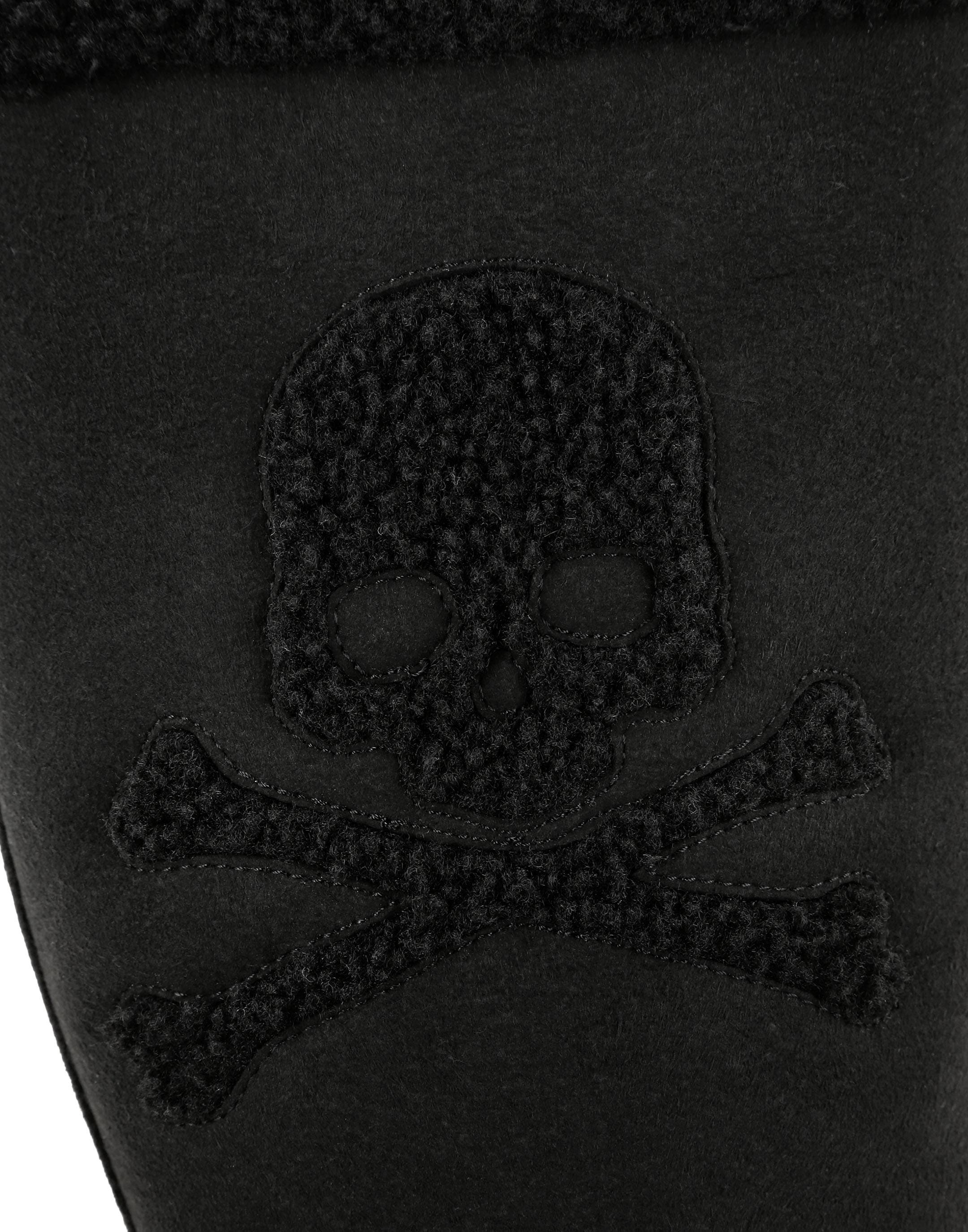 Boots Mid Flat Skull&Bones Women, Alternate, color, black