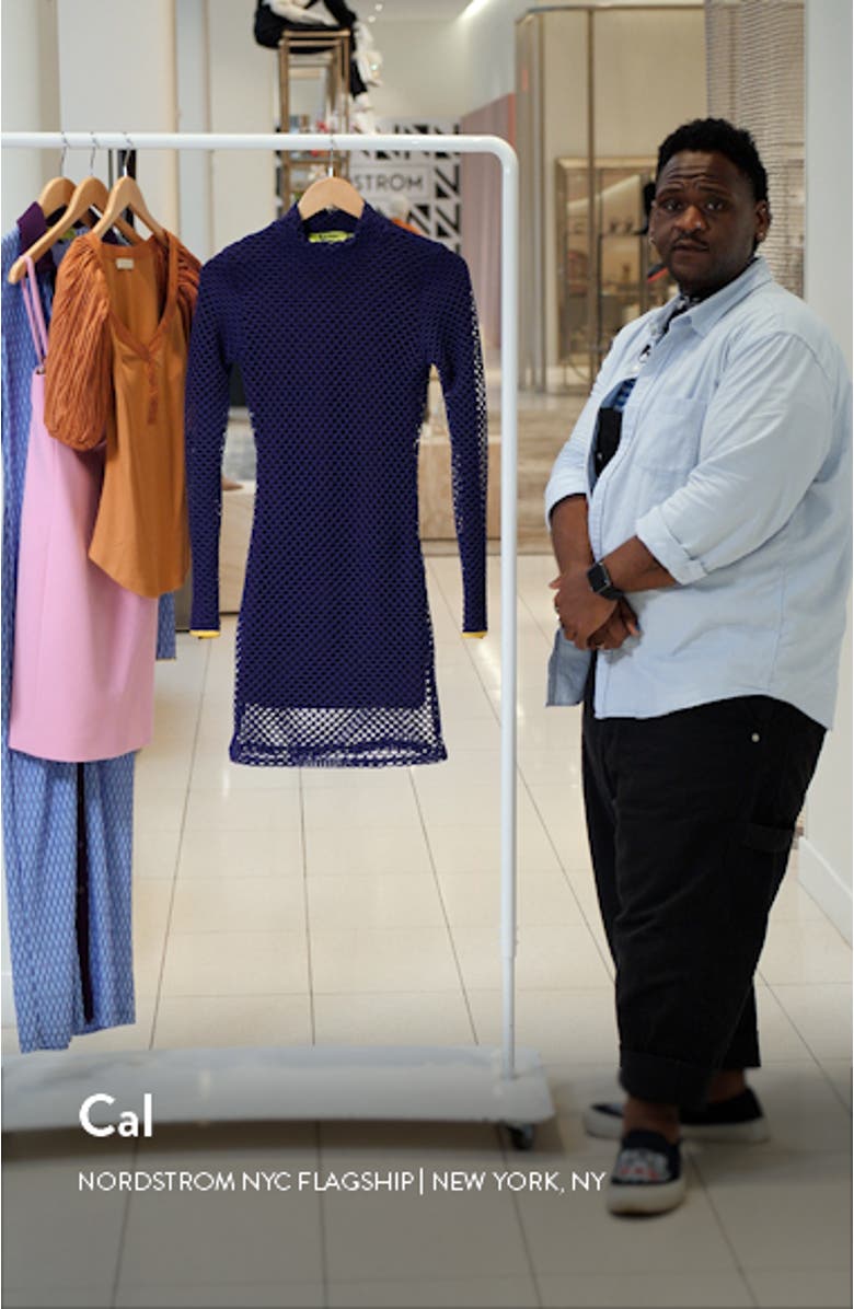 Mock Neck Long Sleeve Mesh Body-Con Dress, sales video thumbnail