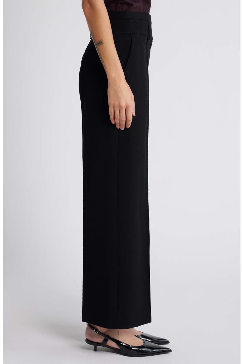 High Waist Wide Leg Twill Pants, Alternate, color, BLACK DARK