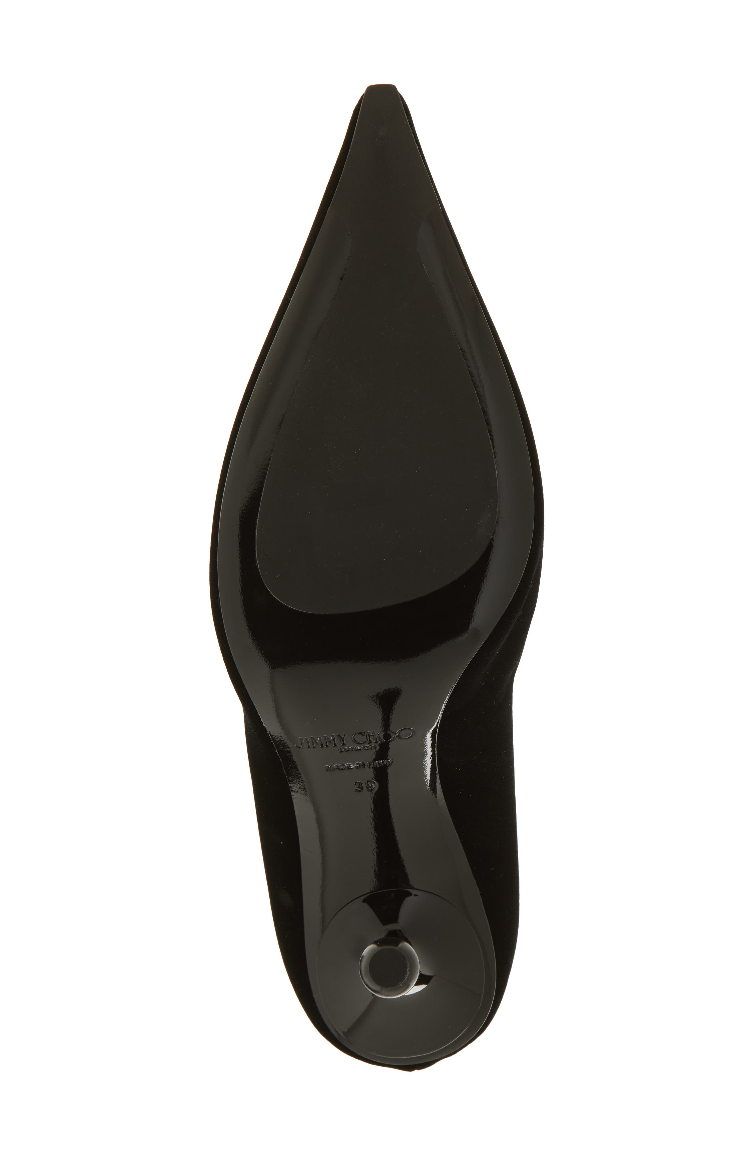 Orb Pointed Toe Velvet Pump, Alternate, color, BLACK/ CRYSTAL
