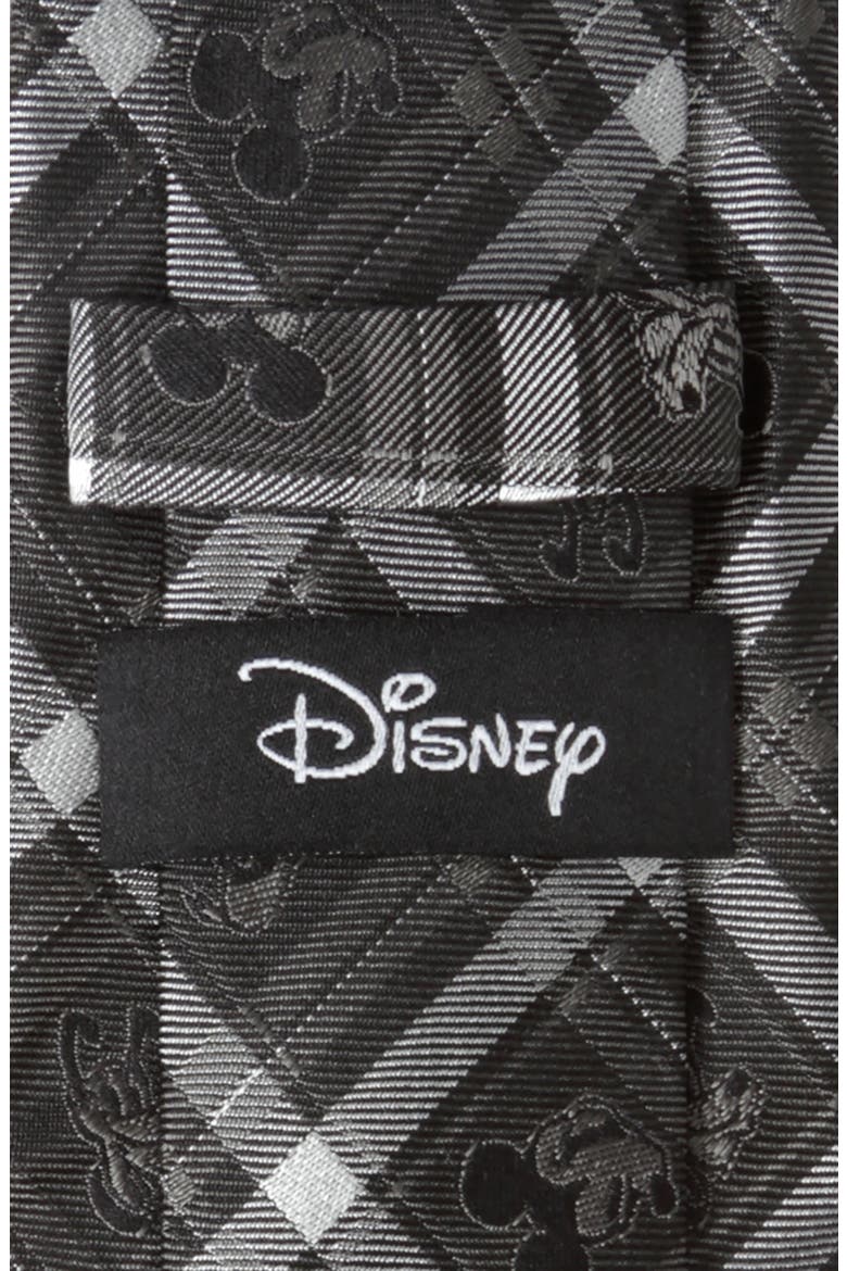 Mickey & Friends Plaid Silk Tie, Alternate, color, GRAY