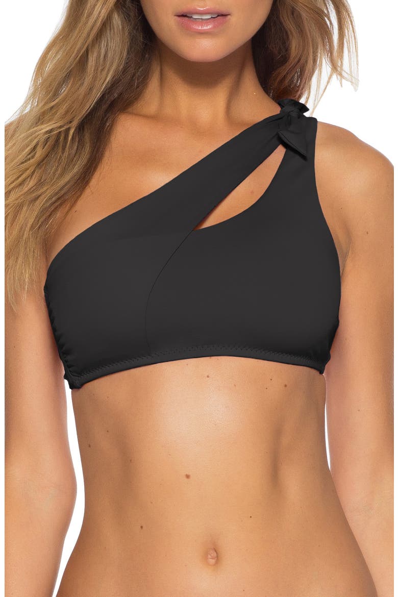 Color Code Asymmetrical Bikini Top, Main, color, BLACK