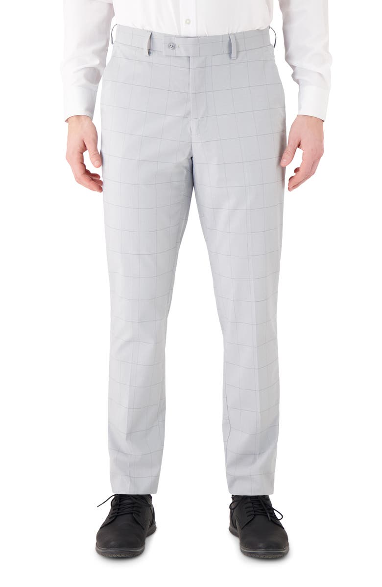 Victor Emmanuel Windowpane Dress Pants, Main, color, Light Grey