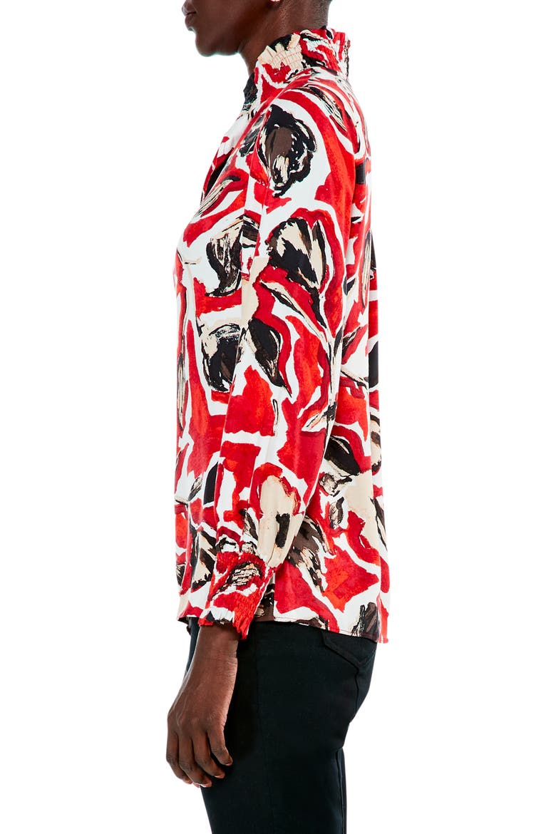 Petal Pop Print Smocked Blouse, Alternate, color, RED MULTI